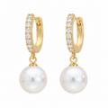 Celeste Pearl Drop Hoop Earrings