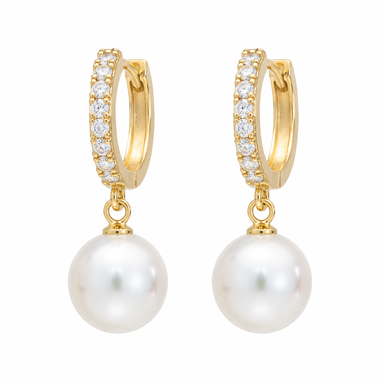 Celeste Pearl Drop Hoop Earrings