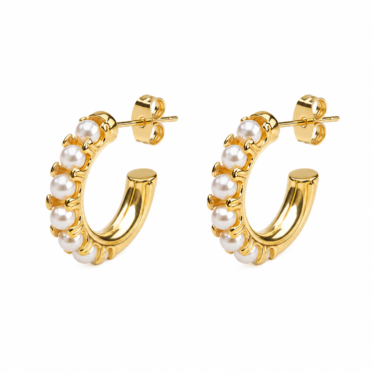 Selene Pearl Hoop Earrings