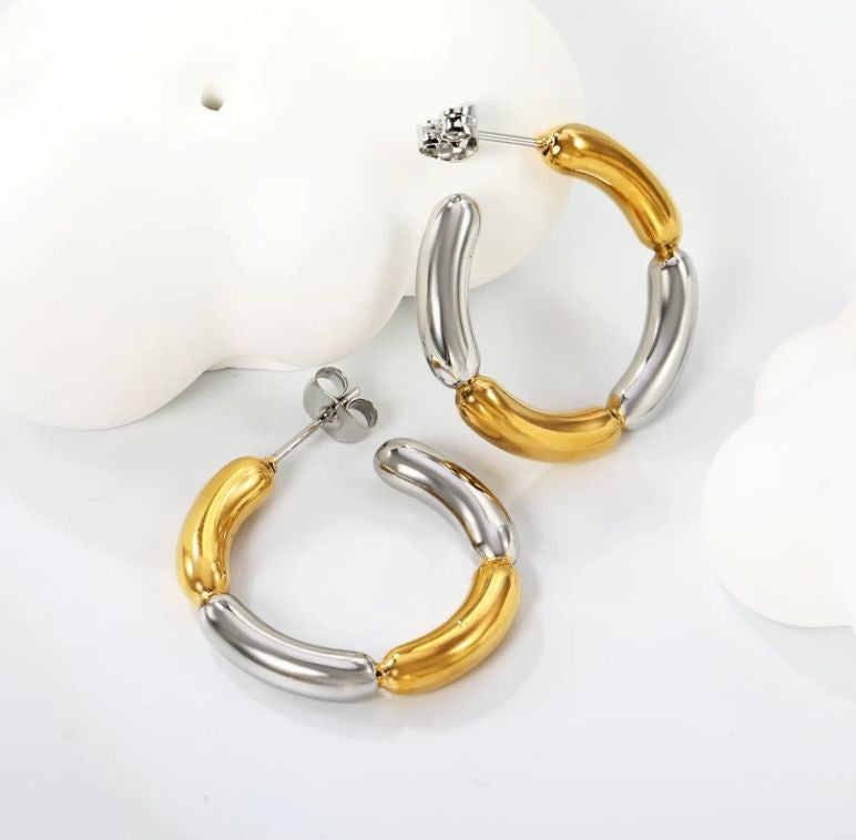 Bianca Two-Tone Hoop Earrings
