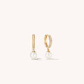 Celeste Pearl Drop Hoop Earrings