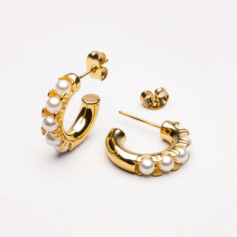Selene Pearl Hoop Earrings