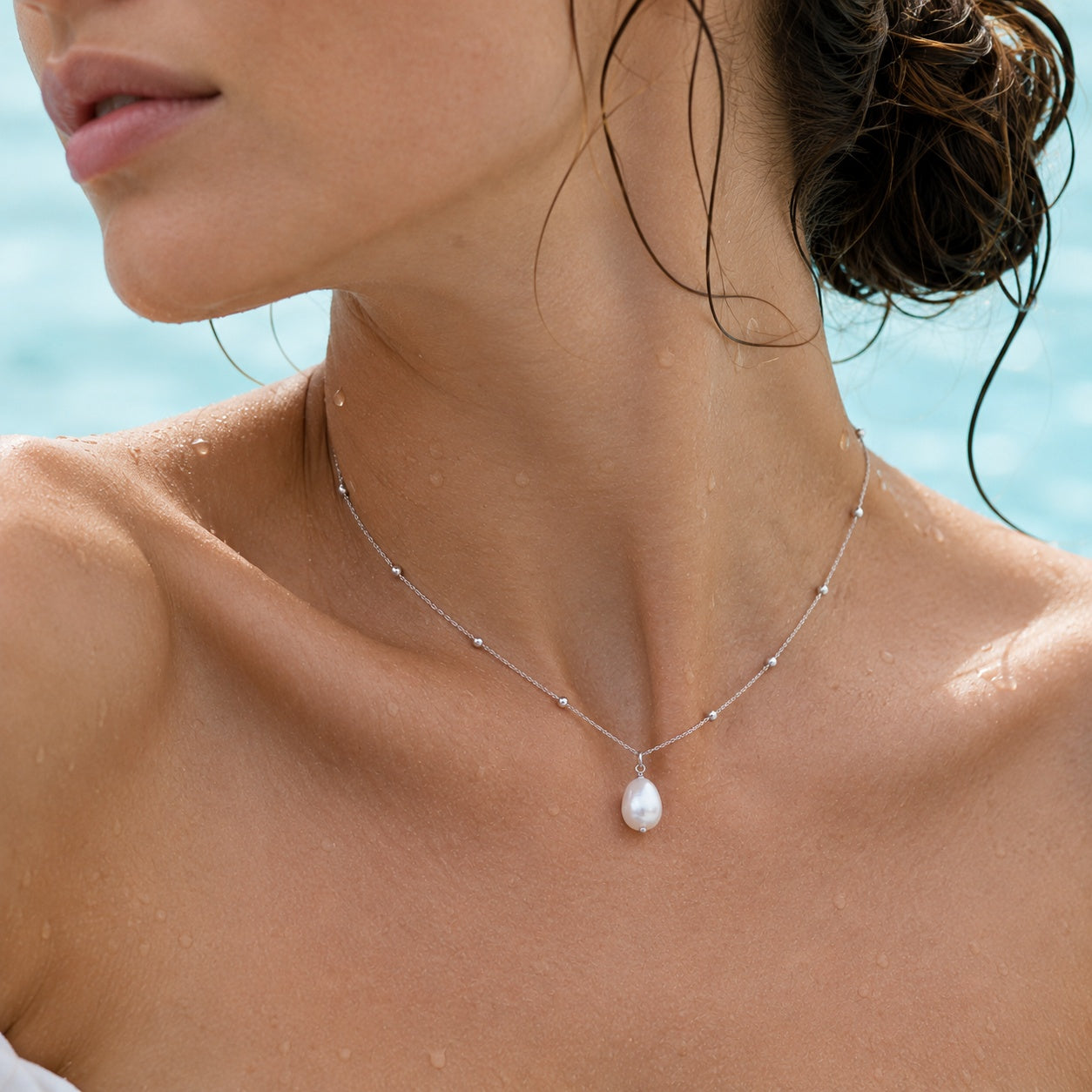 Celeste Pearl Drop Necklace